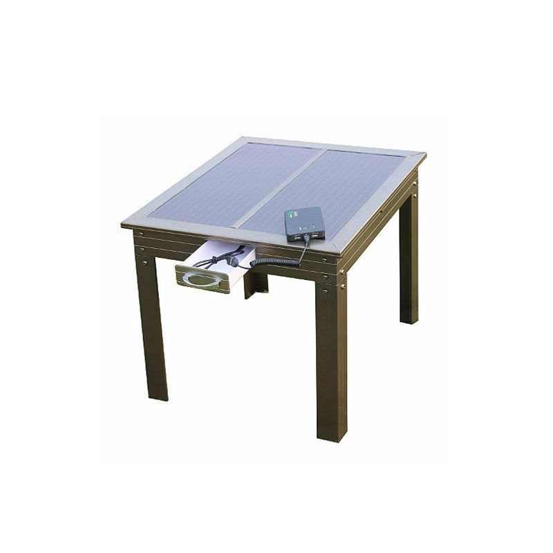 Table de patio à énergie solaire en bronze avec Powerbank 5 - Charge les appareils portables