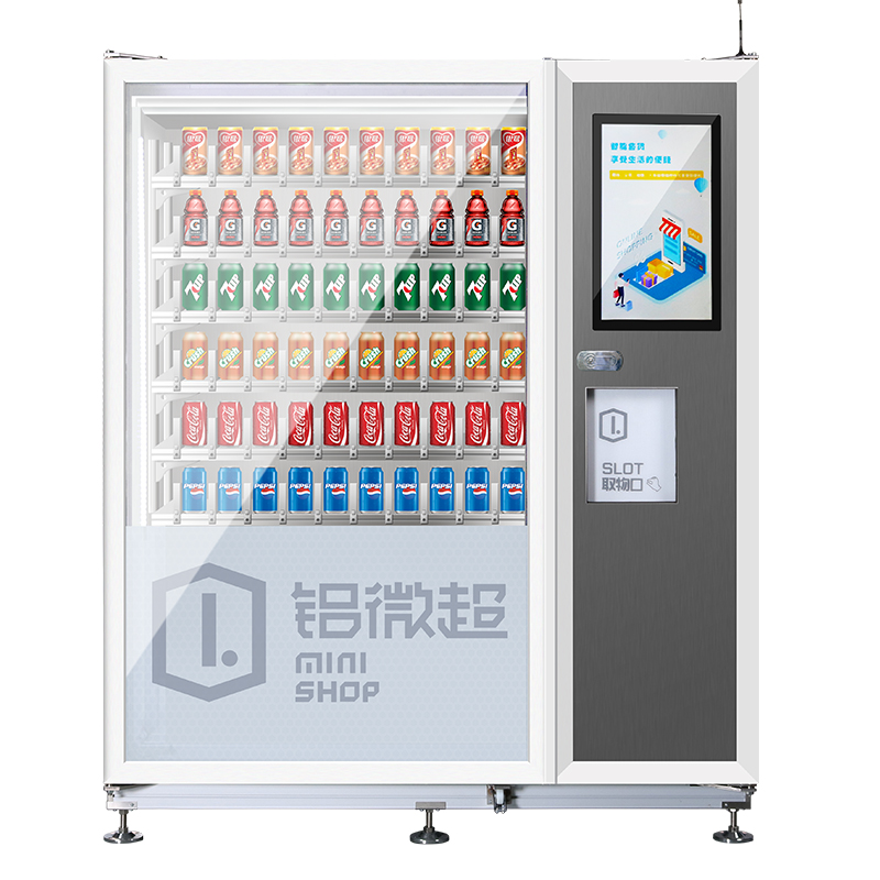 SWIFT Nouveau modèle Aluminium Dépanneur Automatique Boisson Froide Combo Annonce Libre-service Distributeur Automatique avec Écran LCD