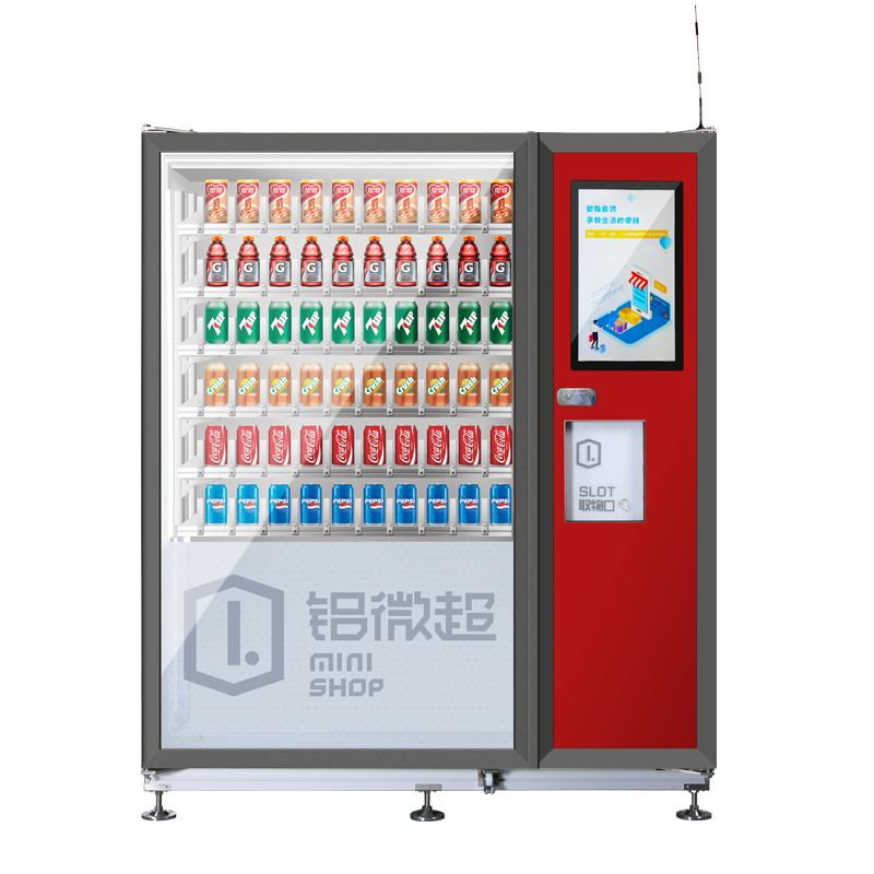 SWIFT Nouveau modèle Aluminium Dépanneur Automatique Boisson Froide Combo Annonce Libre-service Distributeur Automatique avec Écran LCD