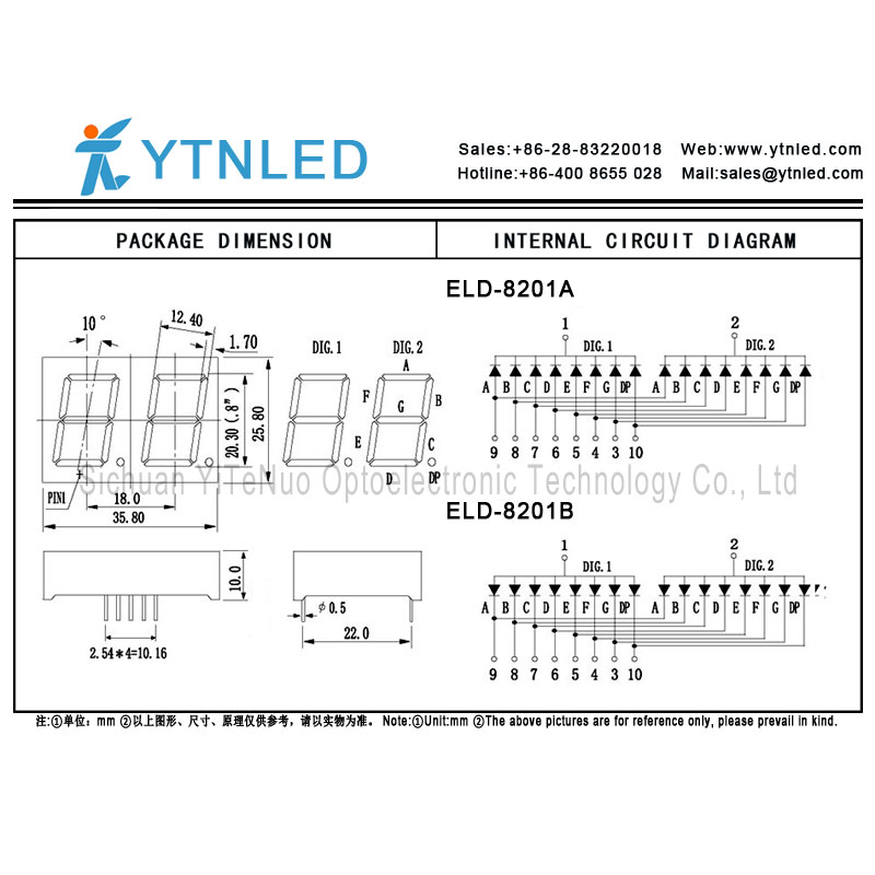 Afficheur à LED 7 segments rouge 0,8 pouces à 2 chiffres, tube numérique