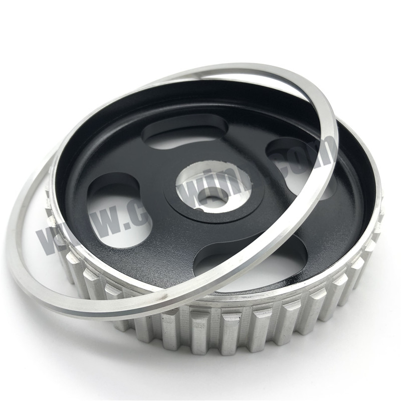 Pièces de rechange en aluminium de usinage en aluminium adaptées aux besoins du client de pièces d'auto de poulie de commande numérique par ordinateur