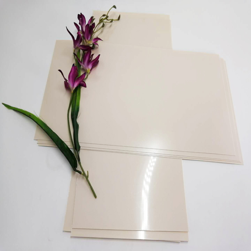 Feuille en plastique de polyester de PET rigide de couleur de haute qualité de 0.5mm Apricot pour des meubles