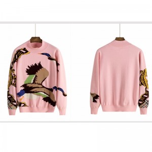 Pull personnalisé de pullover de pullover de pull de femmes d'oie sauvage de jacquard d'Intarsia de jacquard de logo d'OEM et d'ODM