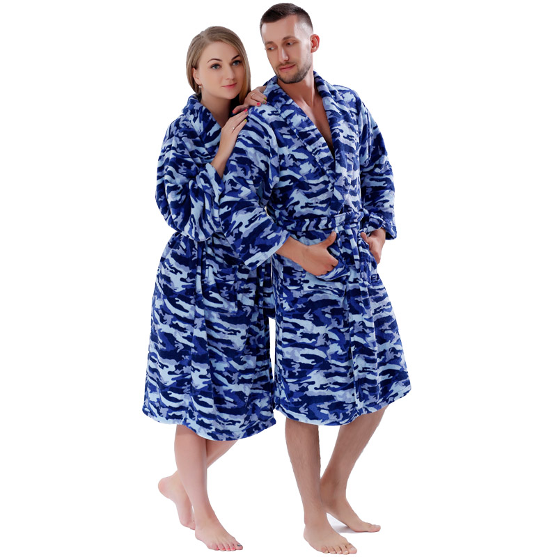 Adulte Imprimé Polaire Robe Couple Vêtements De Nuit