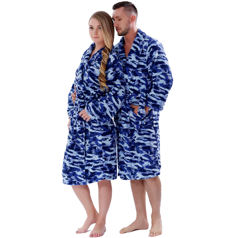 Adulte Imprimé Polaire Robe Couple Vêtements De Nuit