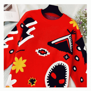 Pull américain jacquard taille européenne épaisse robe chaude tricotée