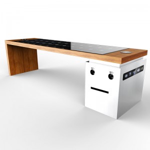 Chargeur de téléphone de produit d'énergie solaire de banc de parc en métal intelligent et équipement de publicité