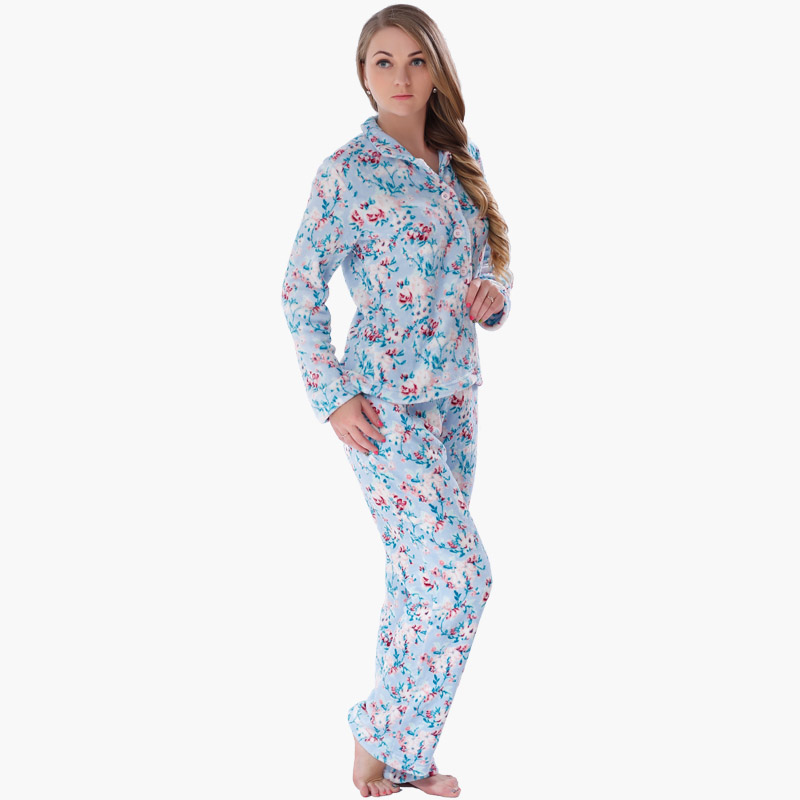 Ensemble de pyjama en molleton corail imprimé pour femme