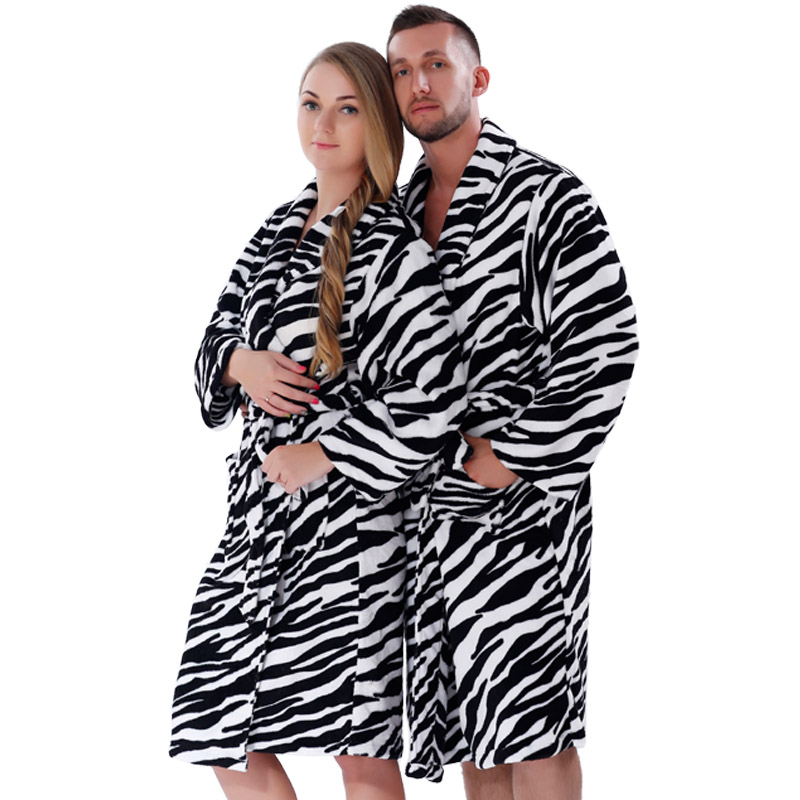 Adulte Coral Fleece Robes Hommes Femmes Peignoirs Couple De Pyjamas