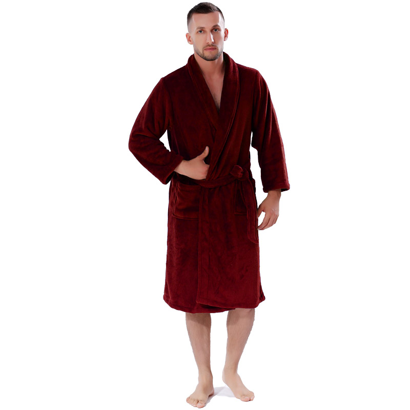 Adulte Coral Fleece Robes Hommes Femmes Peignoirs De Couleur Unie Couple Quelques Pyjamas