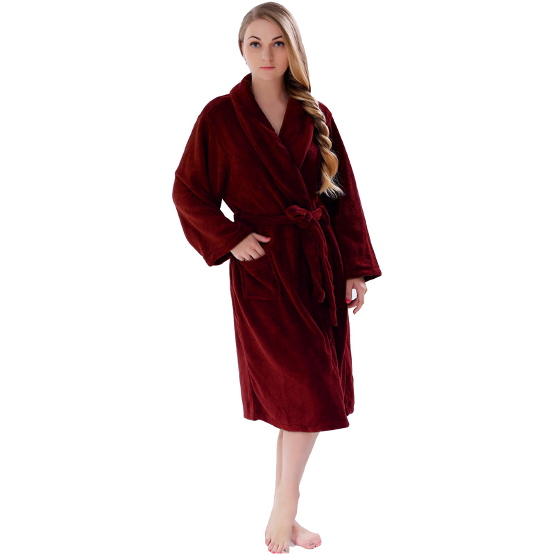 Adulte Coral Fleece Robes Hommes Femmes Peignoirs De Couleur Unie Couple Quelques Pyjamas