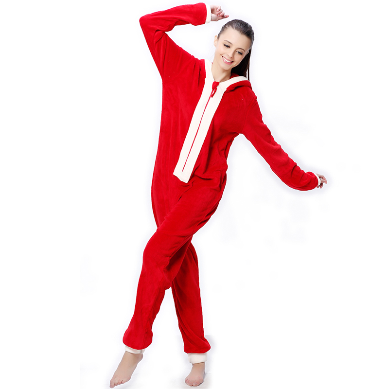 Costume de Noël à capuche en laine polaire pour femme Onesie