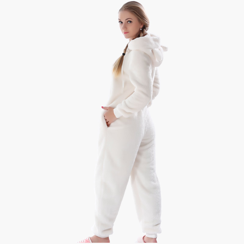 Femmes Adultes Onesie Pyjamas À Capuche Avec Oreilles Animales
