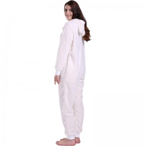 Pyjama Onesie Crème Femmes À Capuche Avec Oreilles Animales