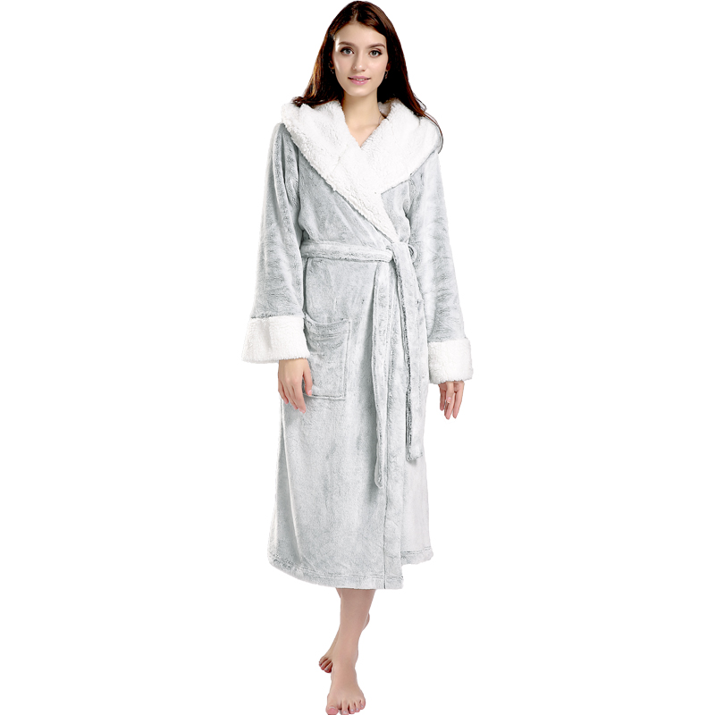 Polaire adulte en flanelle brillante pyjama à capuchon épissé pour femme