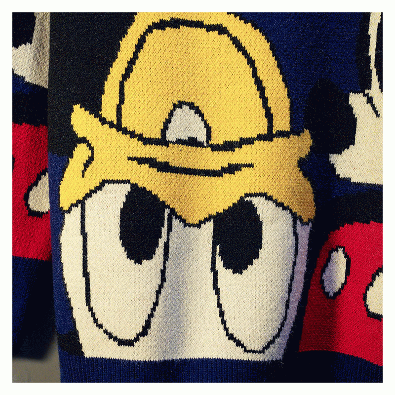 2019 longtemps mignon Donald Duck modèle de dessin animé Jacquard épais dames d'hiver pull pull