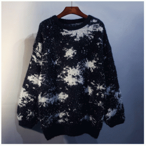 Pull long en maille jacquard de laine de vison imitation 2019