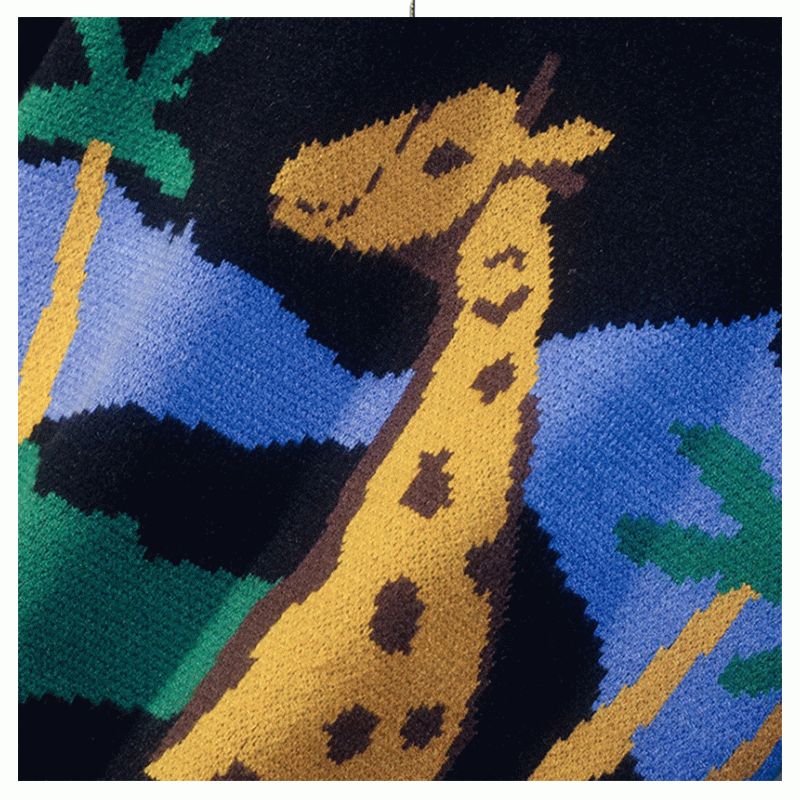 2019 chandail lâche de jacquard de girafe lâche de conception de dames de conception dernière