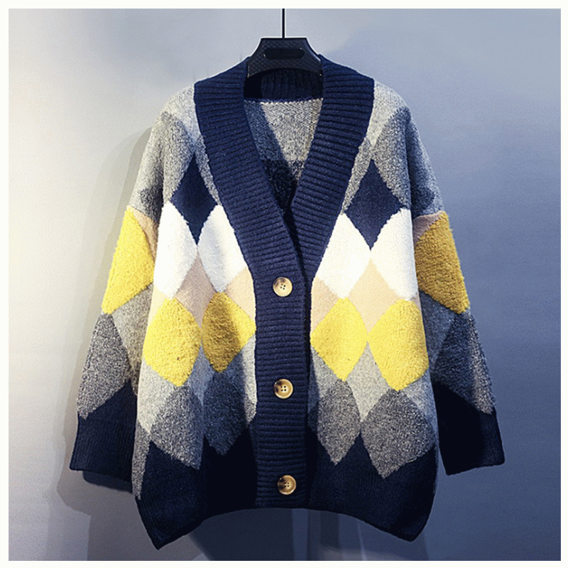 2019 nouveau design, plus la taille des pulls tricotés cardigan en tricot jacquard hiver automne femme