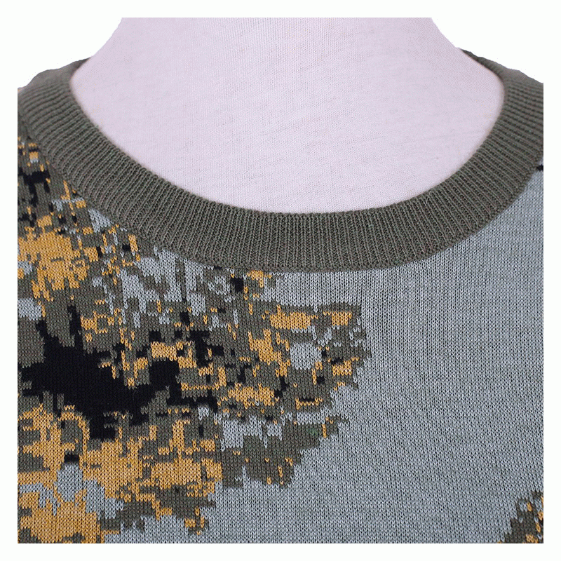 Dames vertes de chandail de pull-over de jacquard d'armée de laine d'ODM 100% d'OEM fait sur commande de laine