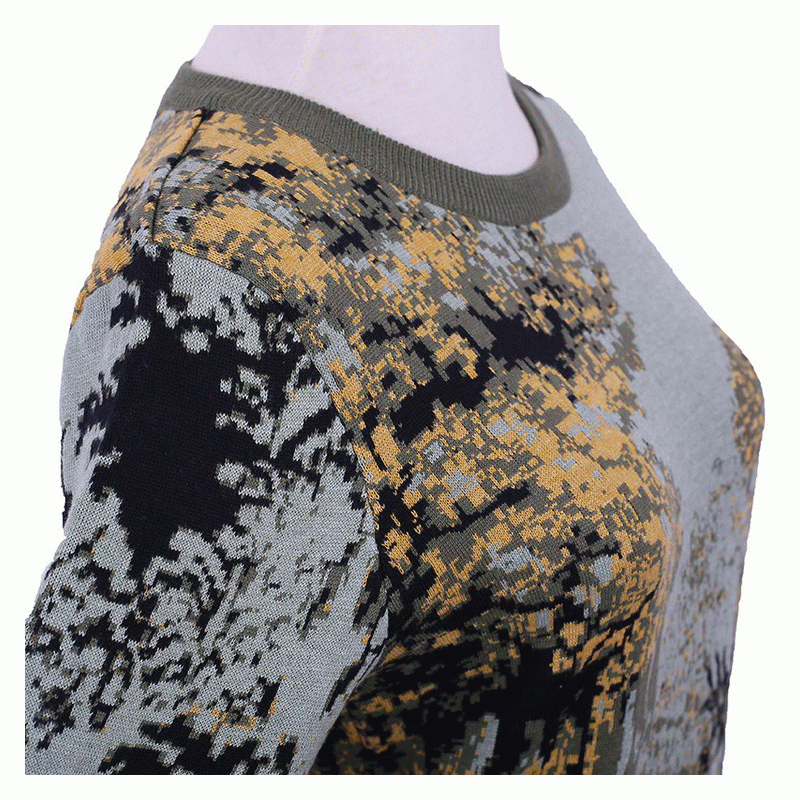 Dames vertes de chandail de pull-over de jacquard d'armée de laine d'ODM 100% d'OEM fait sur commande de laine