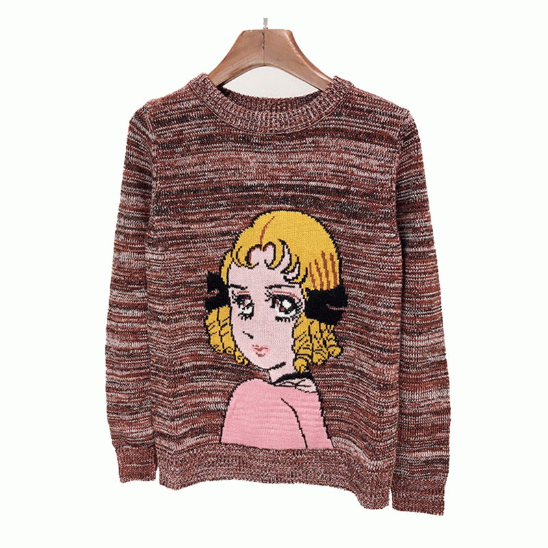 Pull joli de pull de dames d'Intarsia de laine de conception faite sur commande d'OEM u0026 ODM tricoté