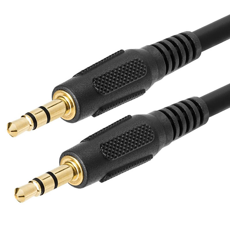 Câble audio stéréo auxiliaire mâle à mâle 3,5 mm Cordon pour casque auxiliaire MP3 PC - 6 pieds doré