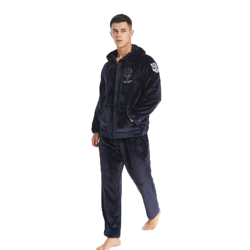 Ensemble de pyjama zippé en polaire de luxe broderie homme