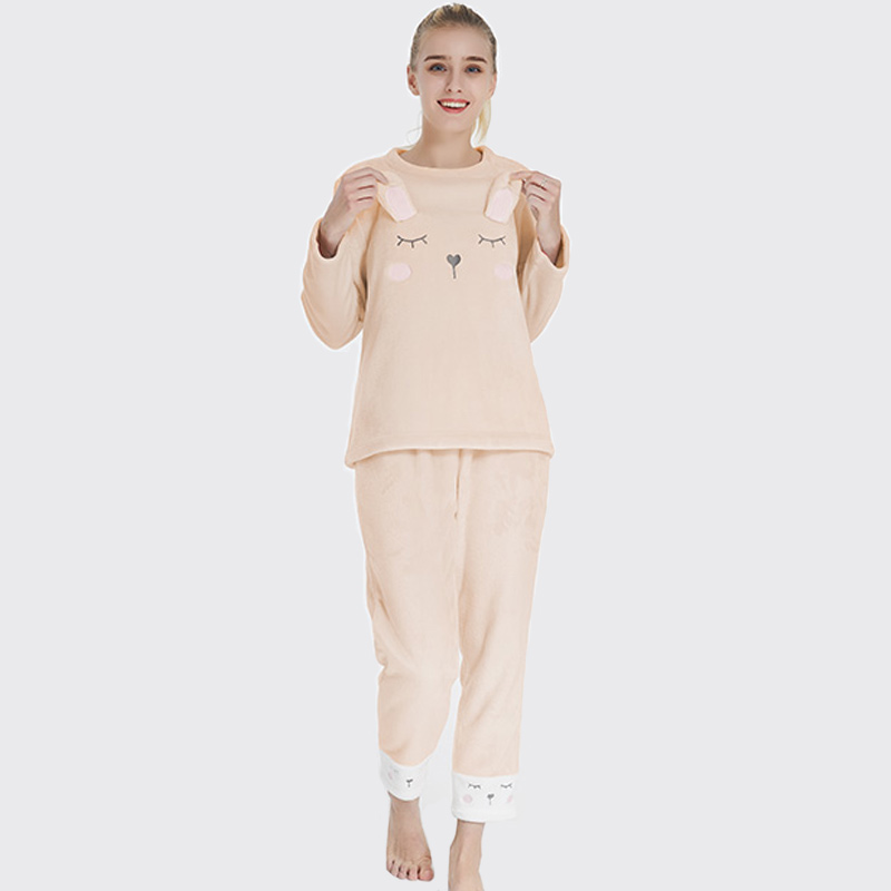 Ensemble de pyjama de lapin en broderie animale en molleton pour femmes