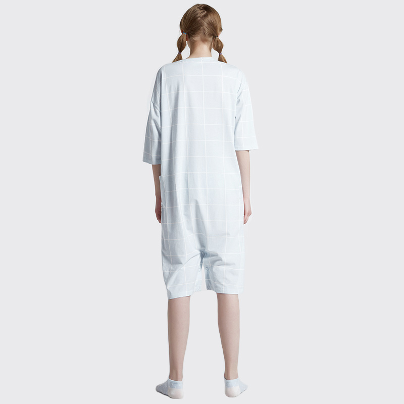 Ensemble de pyjama à broderie en jersey de coton imprimé pour femmes