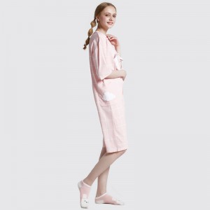 Ensemble de pyjama brodé en jersey de coton imprimé rose pour femmes