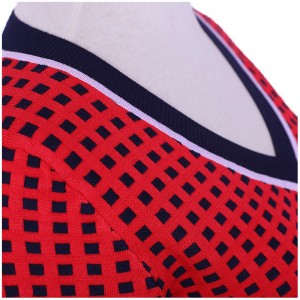 Robe pull jacquard twinset avec grille de couleur assortie pour fille de bureau 2018