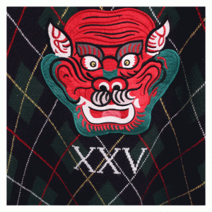 Pull épais de pulls tricotés par ordinateur épais de visage de dragon de patchworks d'hiver