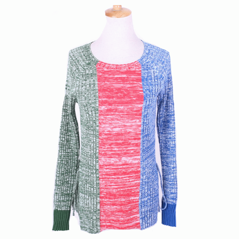 100% coton chandails triplés couleurs long corps pull 2018 femmes pull