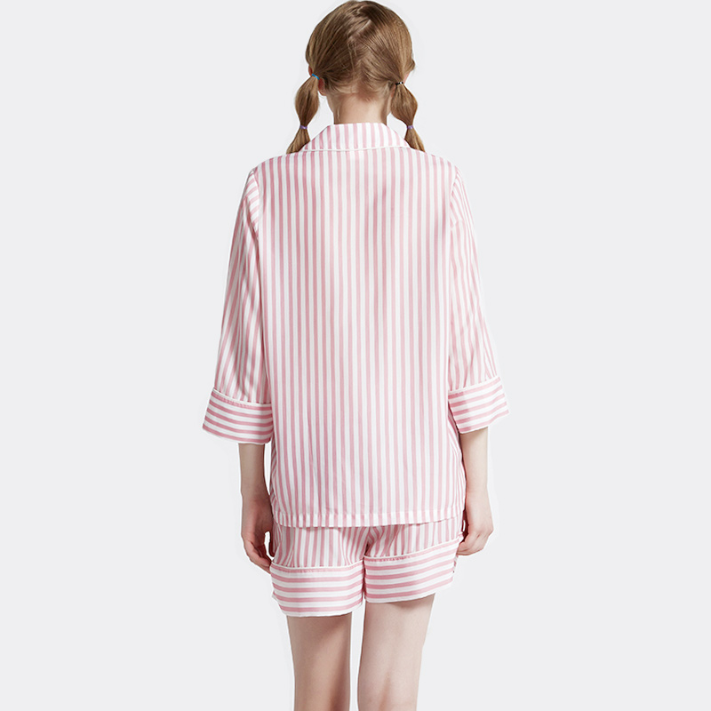 Ensemble de pyjama en satin imprimé à rayures pour femmes