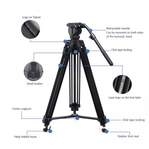 DIAT nouveau DT750 support de caméra vidéo trépied trois sections 1.7mètres de haut DSLR trépied robuste