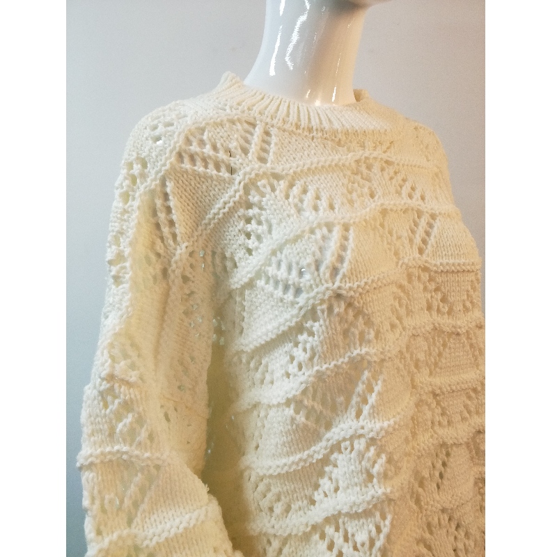 PULL À CROCHET BLANC POUR FEMME RLWS0021F