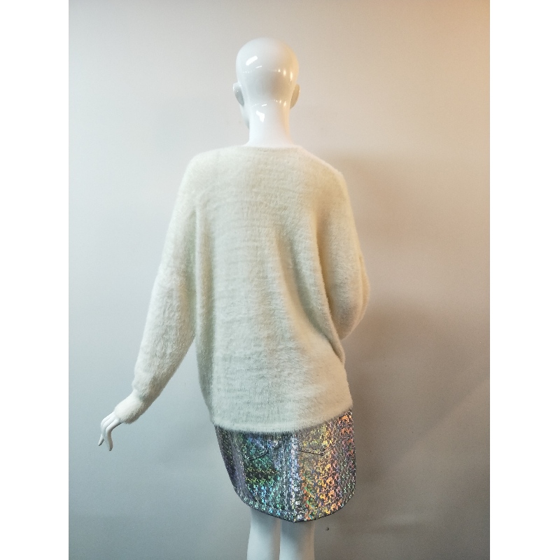 PULL BLANC À COL EN V, RLWS0025F