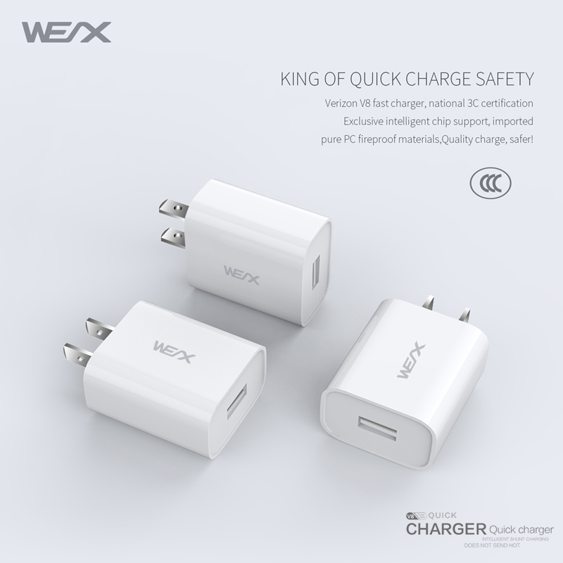 WEX - Chargeur de voyage V8, chargeur mural, adaptateur secteur