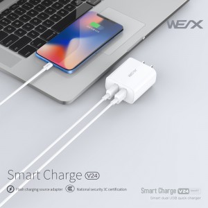 WEX - Chargeur de voyage USB double V24, chargeur mural, adaptateur secteur