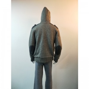 MANTEAU PULL GRIS À CAPUCHE RLMS0069F