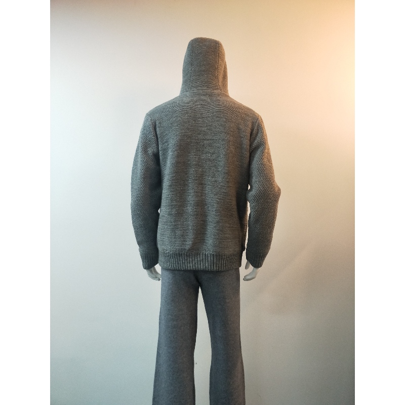 MANTEAU PULL GRIS À CAPUCHE RLMS0075F