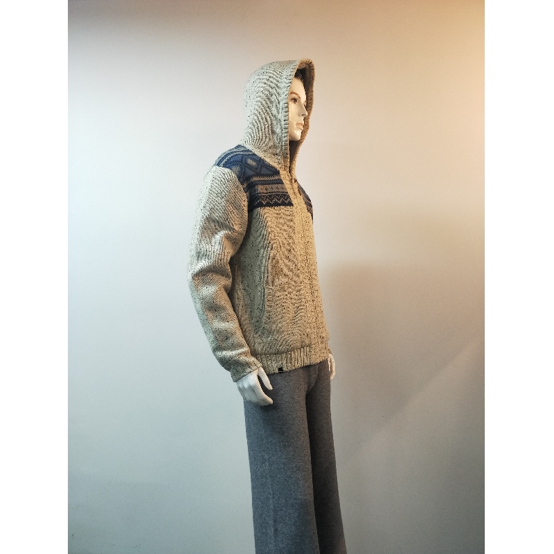 MANTEAU À CAPUCHE IMPRIMÉ GRIS RLMS0077F