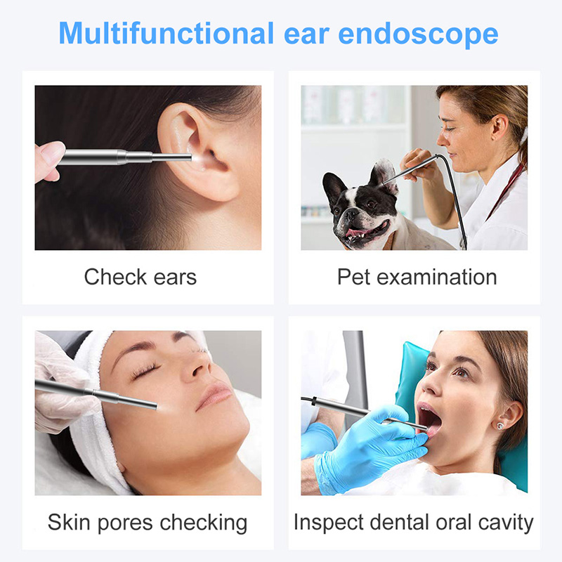 WiFi Otoscope 3 en 1 3.9mm Borescope Inspection Outil Cie Remover Oreille 720P Caméra Etanche avec 6 LED Réglables Compatible avec Android et iOS