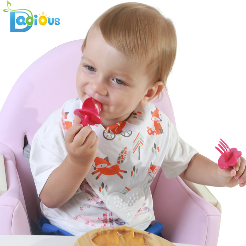 Première formation parfaite auto-alimentation bébé ustensile courte bébé fourchette ensemble fourchette et cuillère de formation anti-étranglement