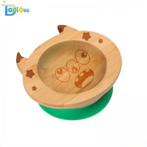 Nouveau Design Naturel Bambou Bébé Ustensiles Bambou Baby Plate Non-toxique Bambou Aspiration Baby Plate