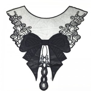 100% polyester noir grande fleur collier en dentelle collier tissu garniture bricolage broderie dentelle tissu décolleté appliques couture artisanat