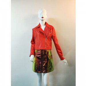 VESTE BIKER ROUGE PU RLWPJ0004N