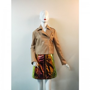 VESTE BIKER PU MARRON RLWPJ0006N