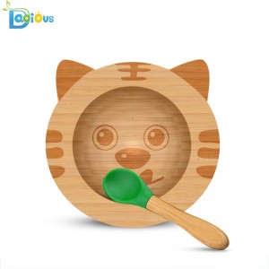 Eco-friendly Baby Feeding Bambou Baby Plate Silicone Baby Plate Aspiration Déversement Plaque Bambou Aspiration Plaque